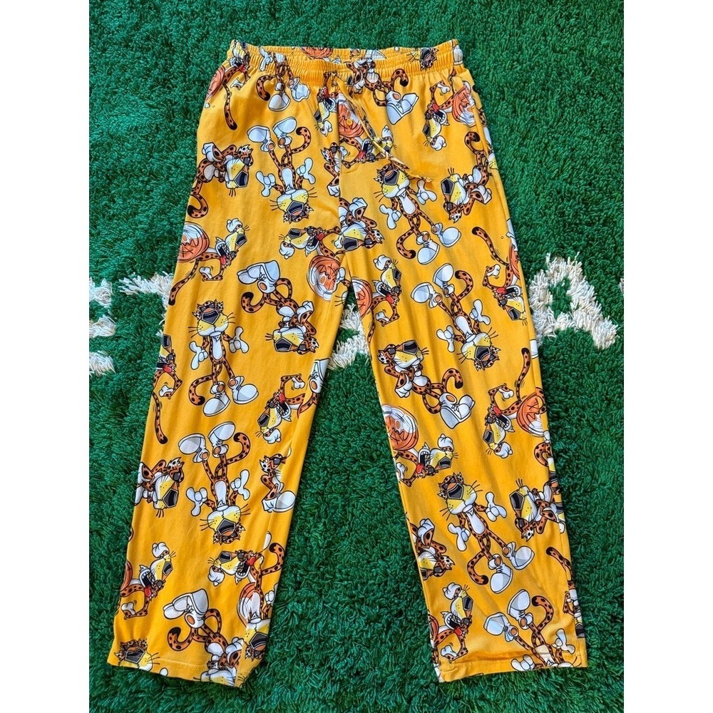 Cheetos Pajama Pants Mens Medium Orange Excellent Chester Cheetah Lounge‎